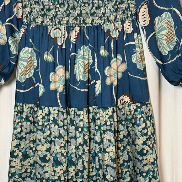 Tuckernuck Libby Floral Maxi Dress Blue Geranium Smocked Small - Picture 6 of 15